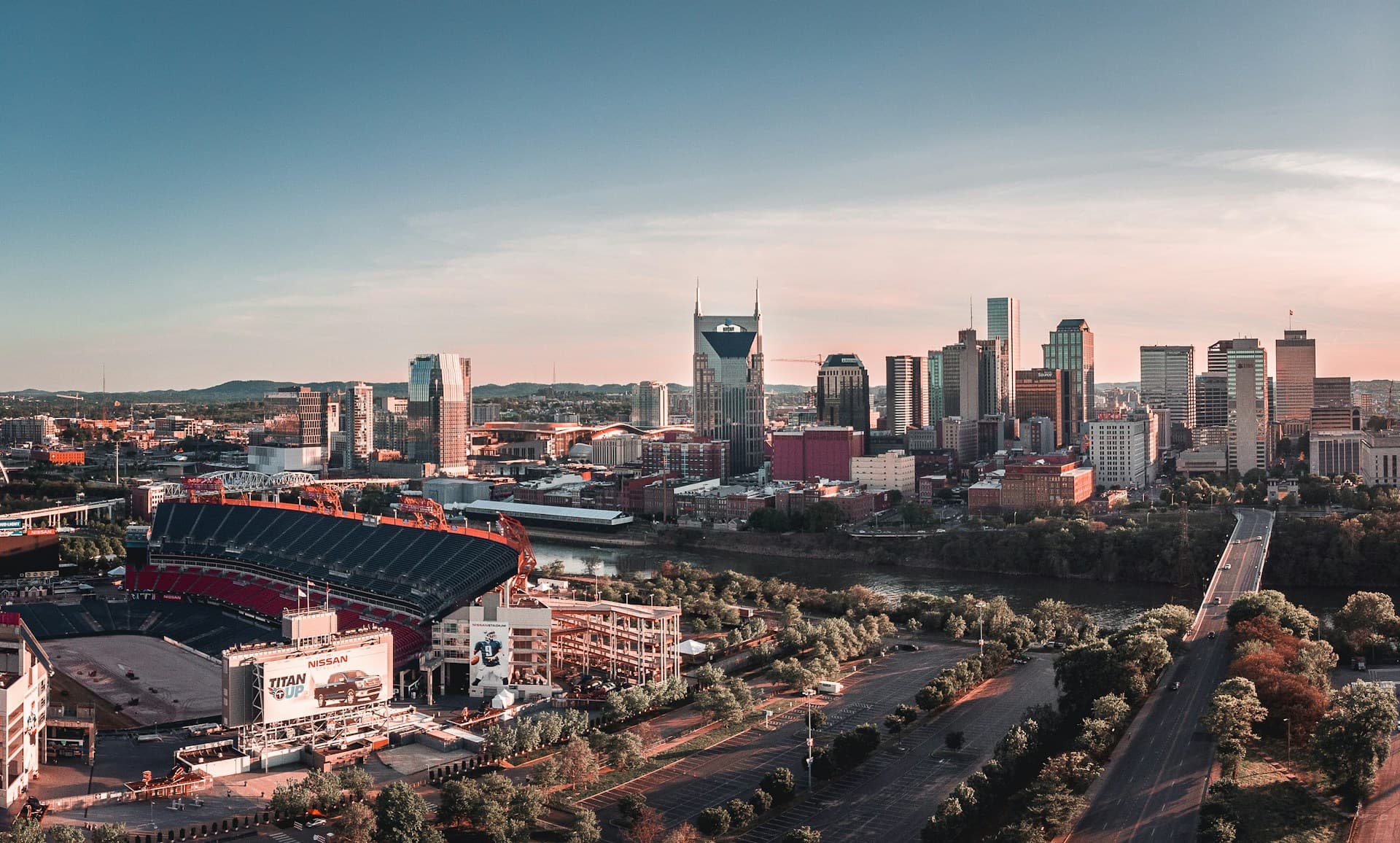 Nashville stadium and downtown skyline