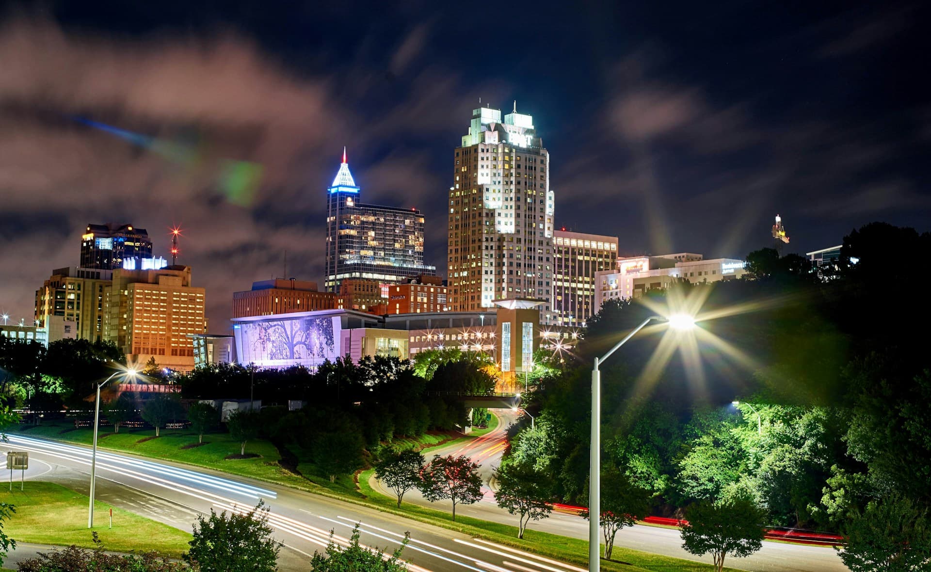 Raleigh city at night