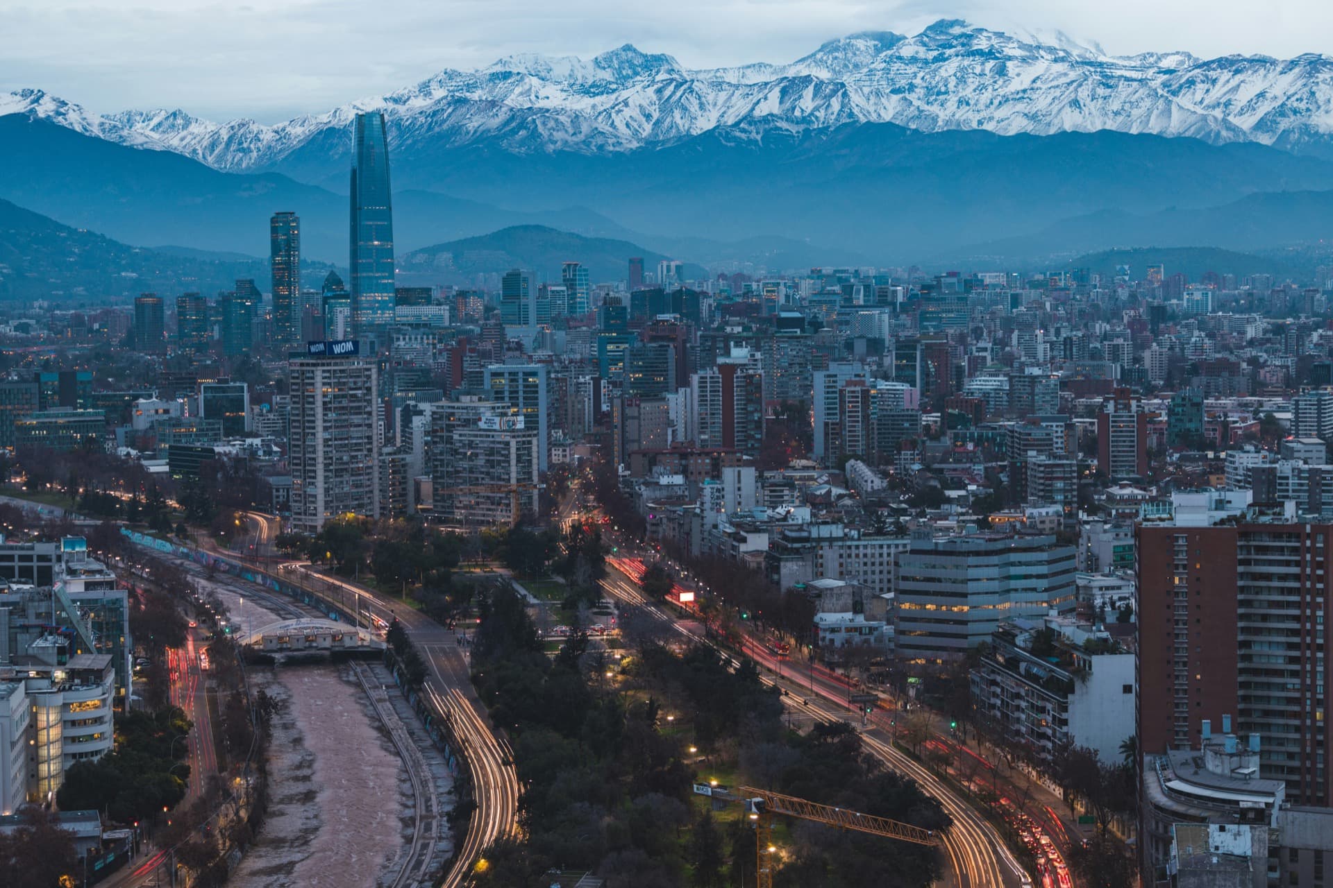 Santiago skyline with Andes mountains