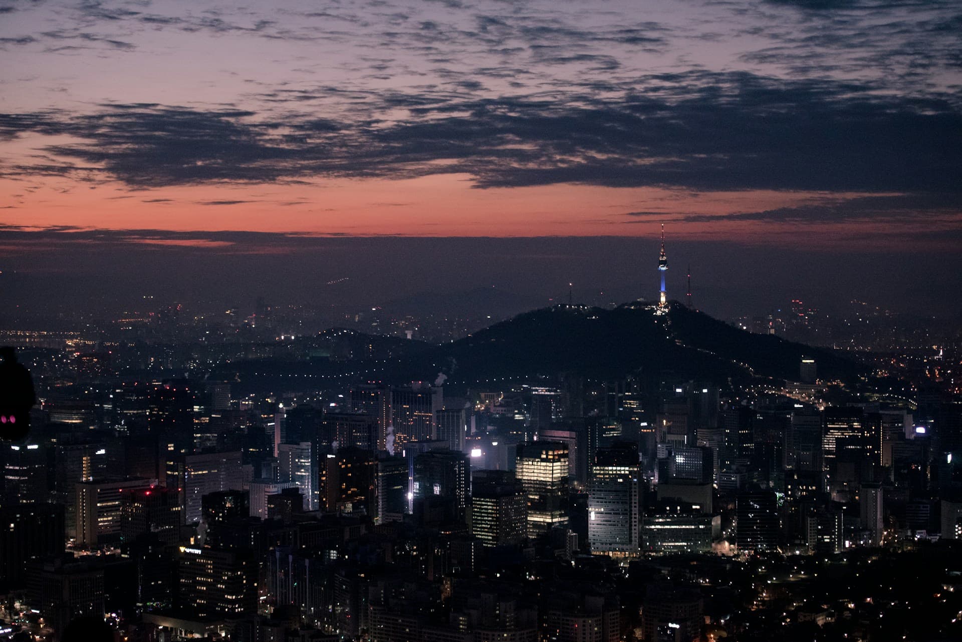 Seoul city skyline at night