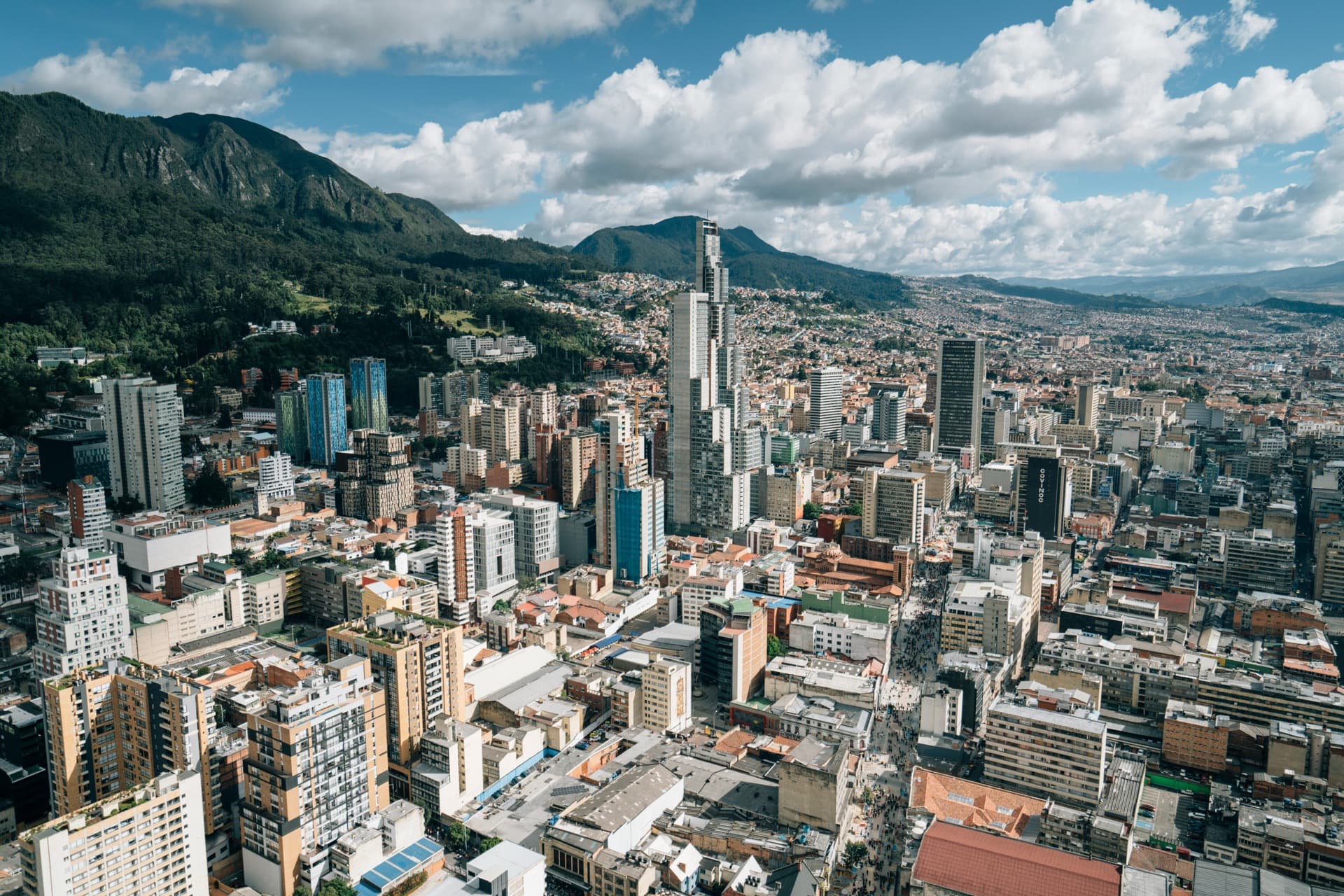 Bogota skyline with Andes mountains