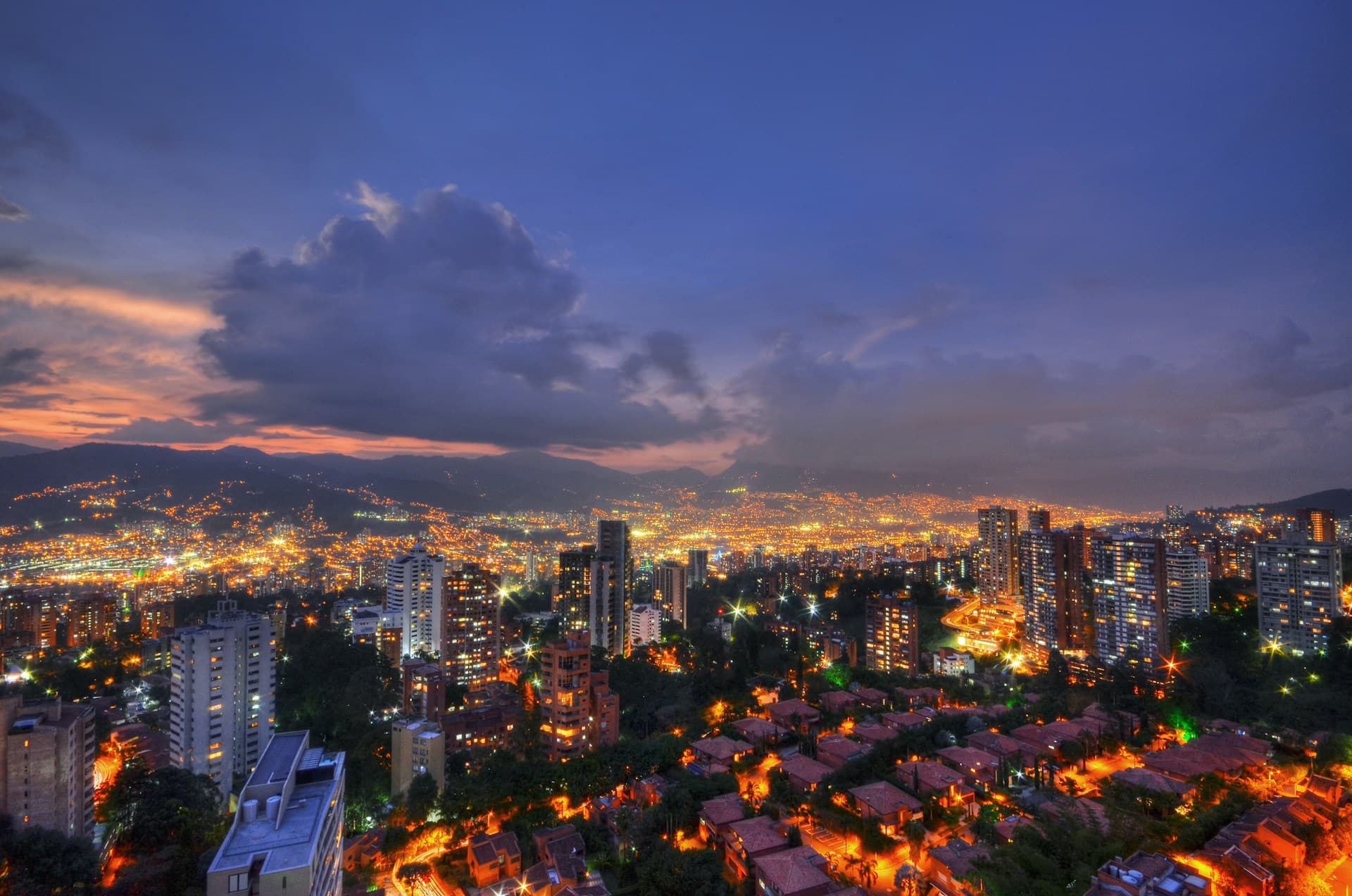 Medellin sunset cityscape