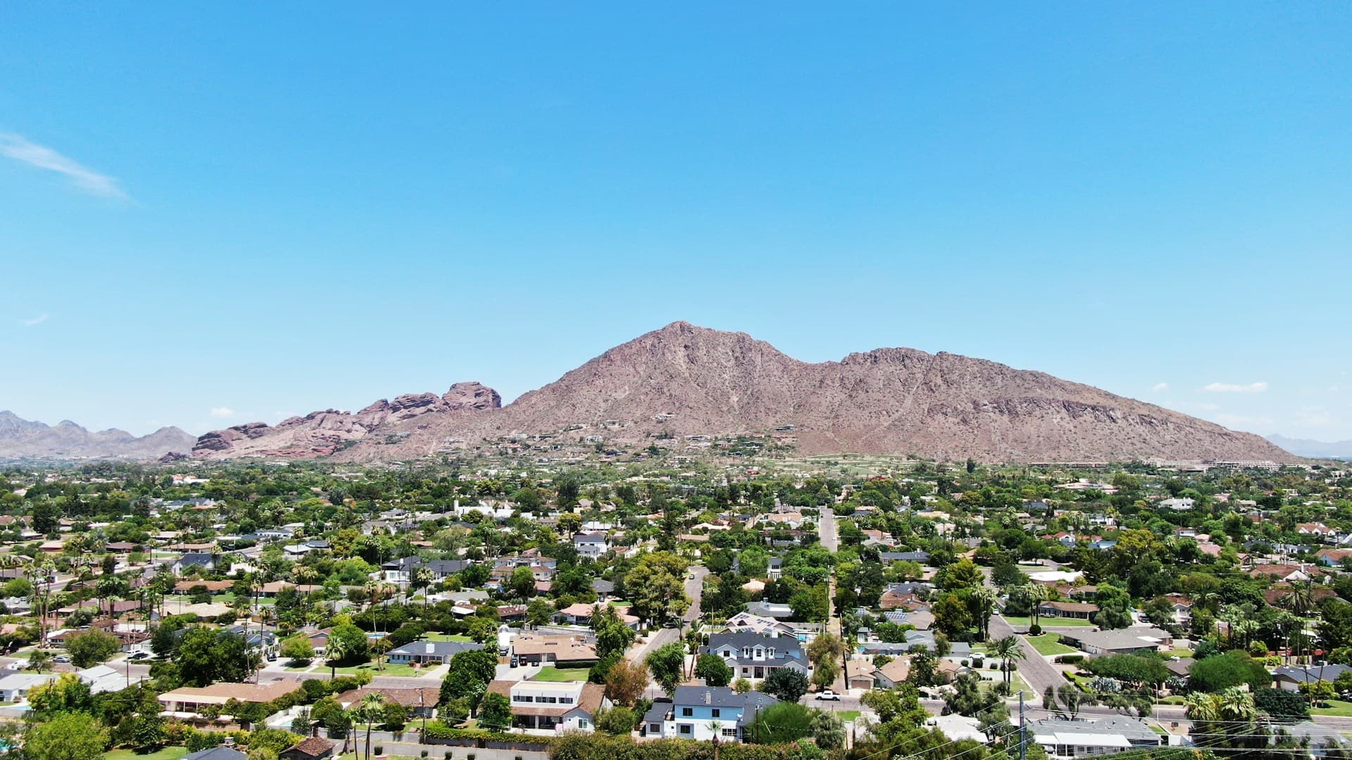 Phoenix aerial with Camelback Mountain