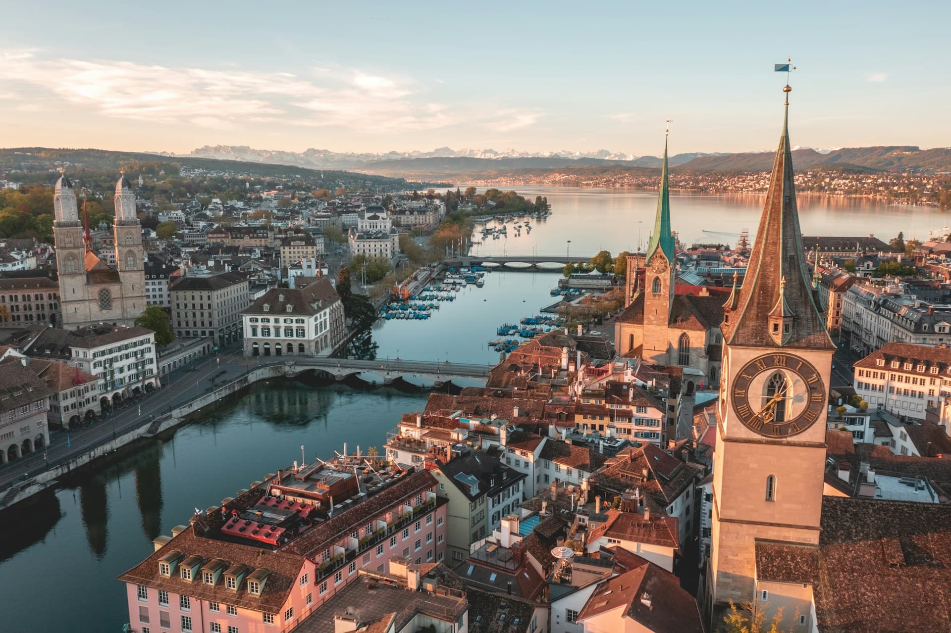 Zurich aerial city view