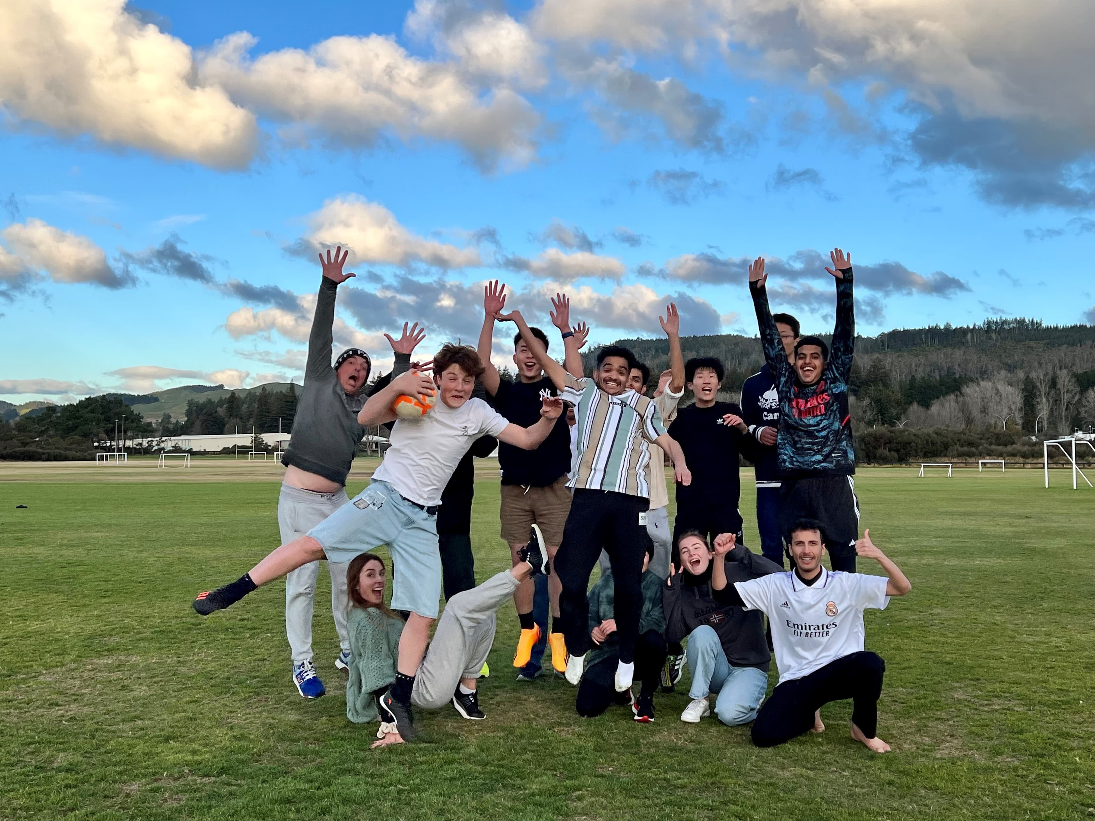 Students playing football in Rotorua